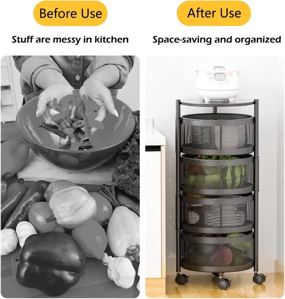 Round Multi Tier Rotary Storage Basket, 360 Degree Rotatable Kitchen Shelf, Multilayer Living Room Basket, Multifunction Fruit And Vegetable Basket, Storage Basket Rack, Floor Stand Multi Tier Drawer Rolling Trolley Cart Round Multi Tier Rotary Storage Basket, 360 Degree Rotatable Kitchen Shelf, Multilayer Living Room Basket, Multifunction Fruit And Vegetable Basket, Storage Basket Rack, Floor Stand Multi Tier Drawer Rolling Trolley Cart